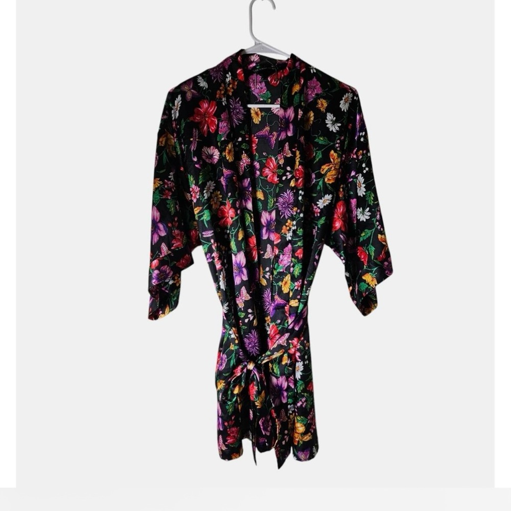 VS Floral Kimono Silky Satin Robe